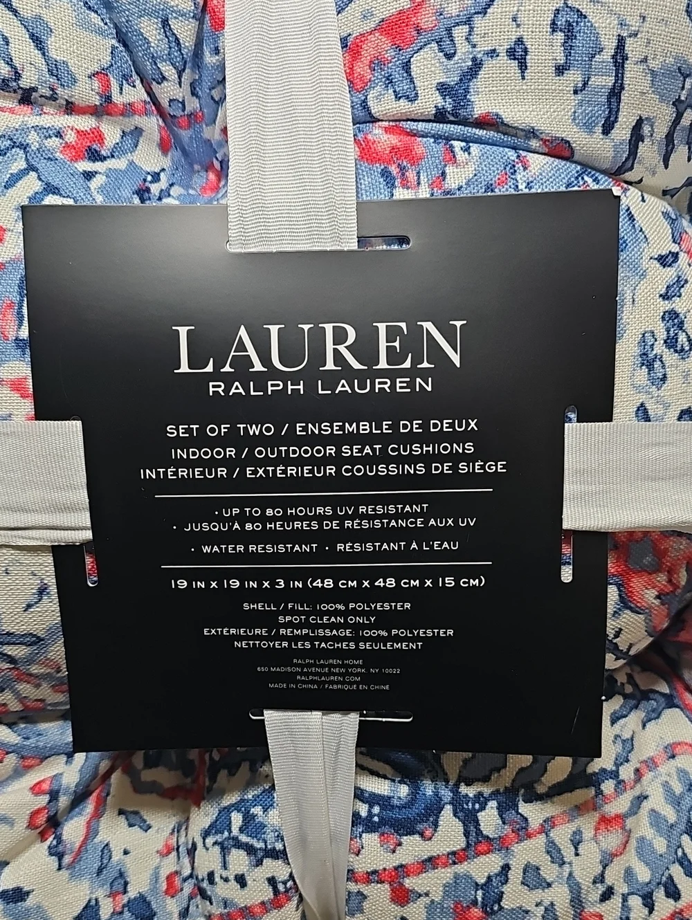 Lauren Ralph Lauren Blue & Pink Paisley Quilted Indoor/Outdoor Cushion Set